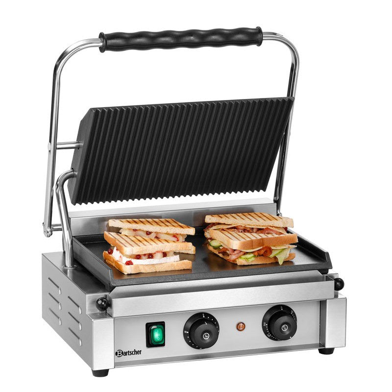 Klämgrill, räfflad/slät, 1 zon, timer, 410x400x200mm