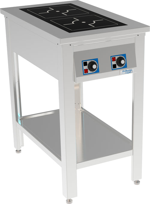 Induktionsspis, 2 x 250x250mm plattor, 7kW, 500x800x900mm