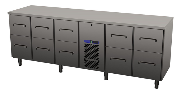 Barkylbänk, 10 lådor, 2400x650x900mm