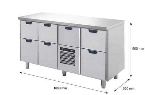 Barkylbänk, 7 lådor, 1660x650x900mm