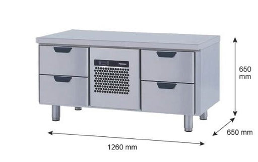 Grillkylbänk, 4 lådor, 1260x650x650mm