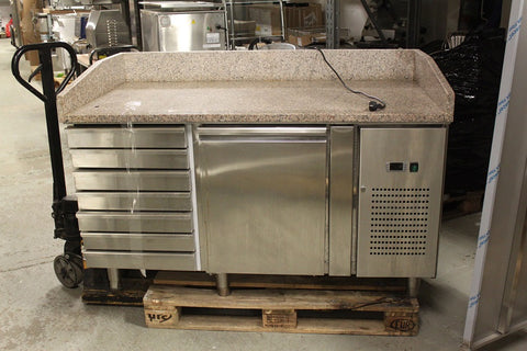 Pizzakylbänk, 1 dörr, 7 lådor, 1510x800x860+180mm