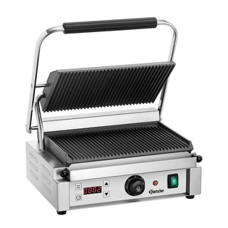 Klämgrill, räfflad/räfflad, 1 zon, timer, programmerbar, 410x400x200mm