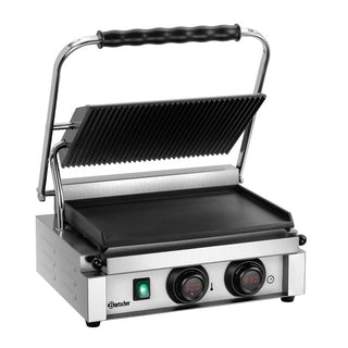 Klämgrill, räfflad/slät, 1 zon, timer, digital, 410x400x200mm