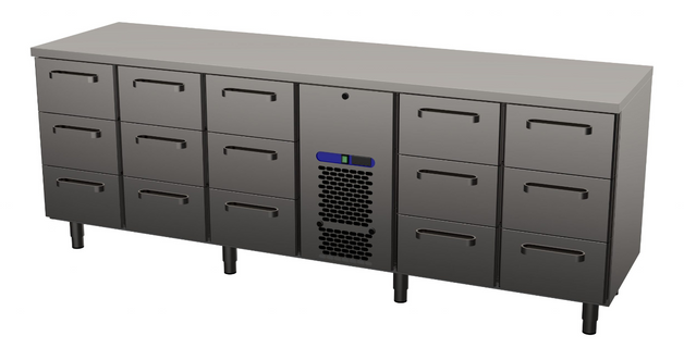 Kylbänk, 15 lådor, 2400x650x900mm