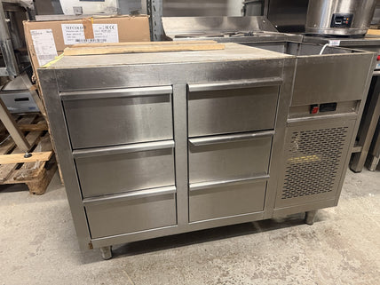 Kylbänk, 6 x GN1/1 lådor, 1200x650x900mm