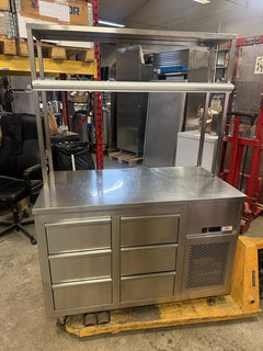 Kylbänk med överhylla, 6 lådor, 1200x650x900/1770mm (År 2019)